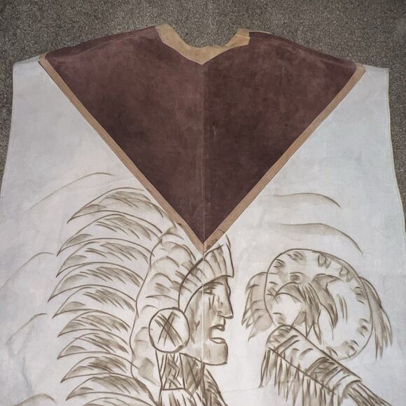 Vintage Armandos Genuine Leather Suede Fringed Poncho Native American Design OS - Picture 7 of 11
